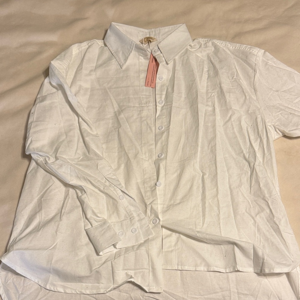 Oversized Button Down White Women's Long Sleeve Shirt